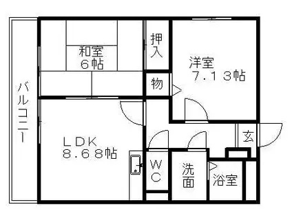 ロイメント名駅(2LDK/6階)の間取り写真