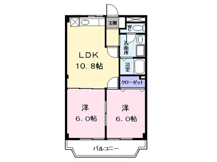 レジデンス上高畑(2LDK/4階)の間取り写真
