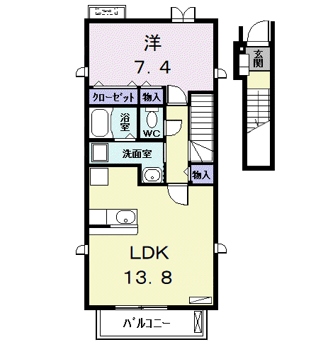 KIRAⅠ(1LDK/2階)の間取り写真