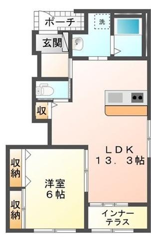 ウエストコートⅡ(1LDK/1階)の間取り写真