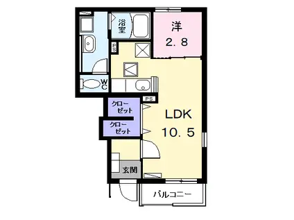 ラフレシール本陣(1LDK/1階)の間取り写真
