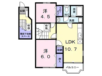 アン・コリーヌ(2LDK/2階)の間取り写真