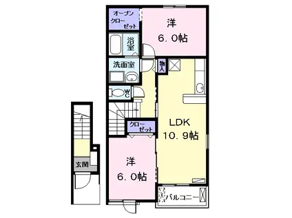 カーサ エテルナ(2LDK/2階)の間取り写真