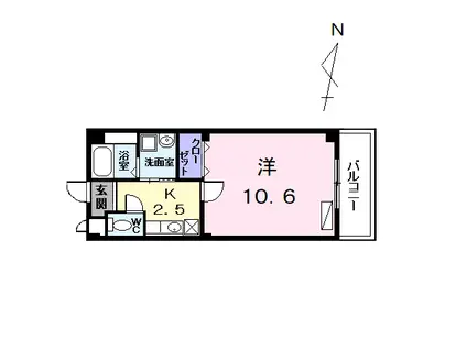 シームリーハウス(1K/2階)の間取り写真