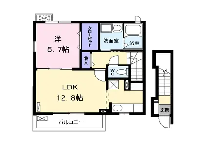 カーサコロレ(1LDK/2階)の間取り写真