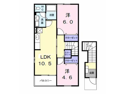 クレストール七反田(2LDK/2階)の間取り写真