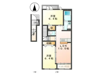 シエルエトワール(2LDK/2階)の間取り写真