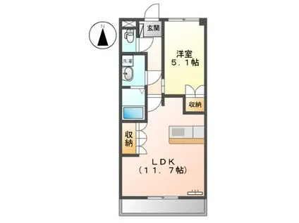 ピュアガーデン(1LDK/2階)の間取り写真