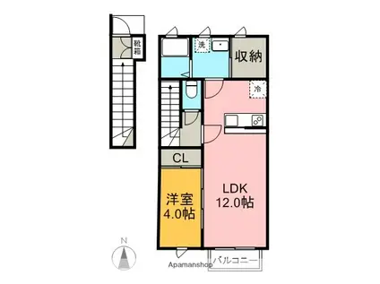 ラ・プランタン(1LDK/2階)の間取り写真