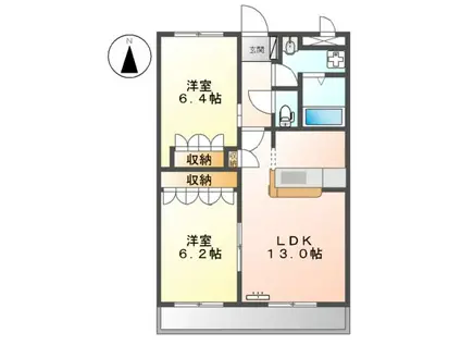 トゥー・ル・モンド(2LDK/3階)の間取り写真