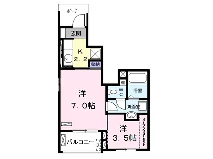 フィオーレ302(2K/1階)の間取り写真