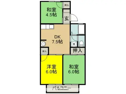 セジュールコガス(3DK/2階)の間取り写真