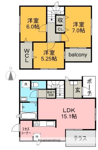 名古屋臨海高速鉄道 港北駅 徒歩17分 2階建 築11年(3LDK)の間取り写真