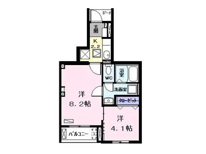 メゾンアルモニー(2K/1階)の間取り写真