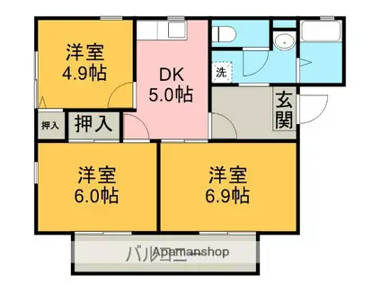 コンフォート(3DK/1階)の間取り写真