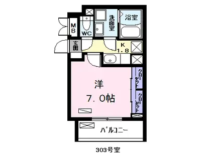カーサ・エスペランサ(1K/3階)の間取り写真