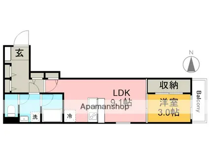 ベネフィス港楽(1LDK/2階)の間取り写真