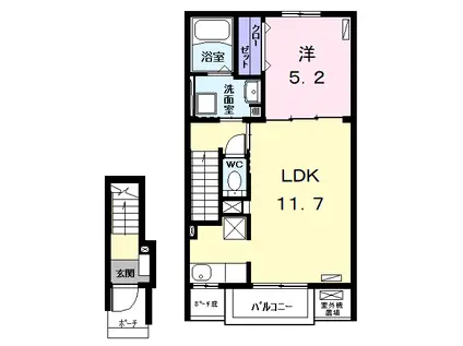 カーサ フィオーレ 十王(1LDK/2階)の間取り写真