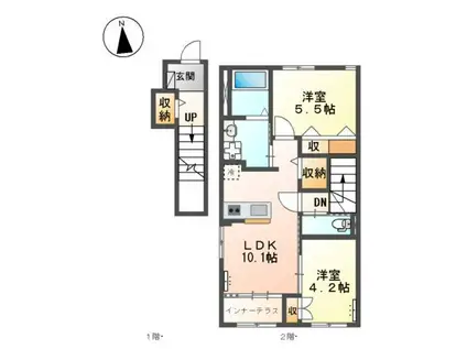 ディアバルド(2LDK/2階)の間取り写真