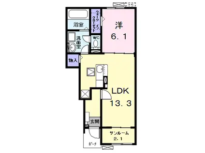 クラヴィーアⅠ(1LDK/1階)の間取り写真