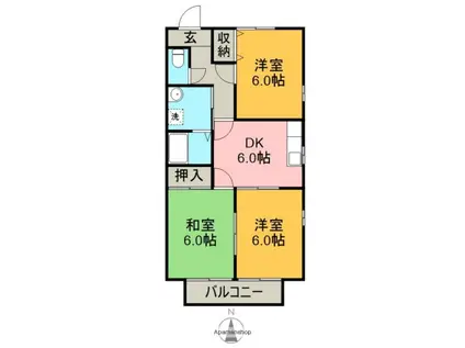 ロイヤルパレスⅡ(3DK/1階)の間取り写真