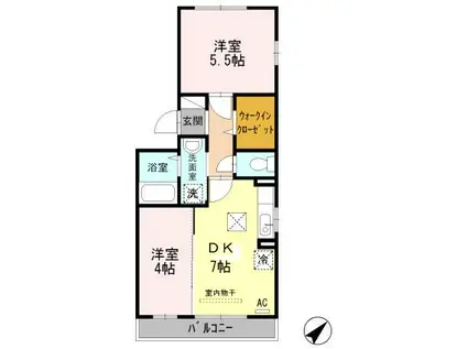 ウィンエレガンス(2DK/1階)の間取り写真