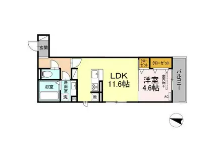 リマーニ八田(1LDK/3階)の間取り写真