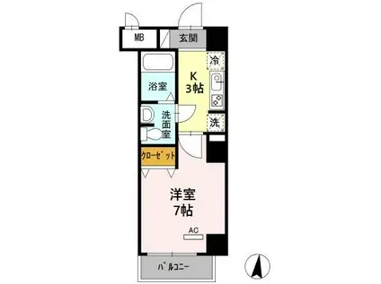 CASA八番館(1K/1階)の間取り写真