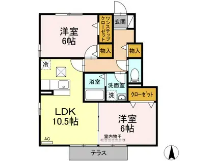 キャッツA(2LDK/1階)の間取り写真