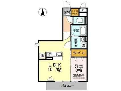 ウィル 豊栄(1LDK/1階)の間取り写真