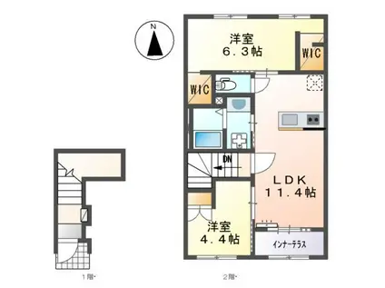 プランドール 慶(2LDK/2階)の間取り写真