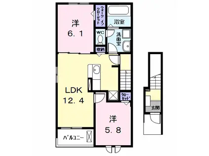 アルカンシェル SE(2LDK/2階)の間取り写真