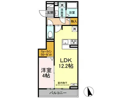 セレスティア長良 イースト(1LDK/2階)の間取り写真