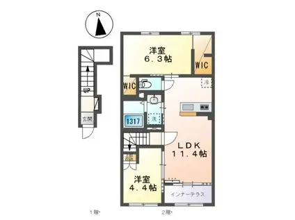 プレタージュ(2LDK/2階)の間取り写真