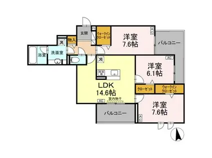 オリヴォ フラガンテ(3LDK/2階)の間取り写真