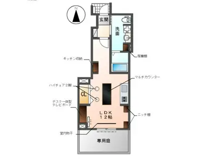 グランメゾン屋形(ワンルーム/1階)の間取り写真