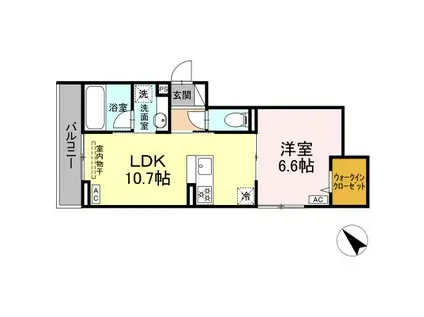 GRAND D-ROOM大秋(1LDK/2階)の間取り写真