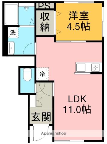 リーブルファイン江松Ⅱ(1LDK/1階)の間取り写真