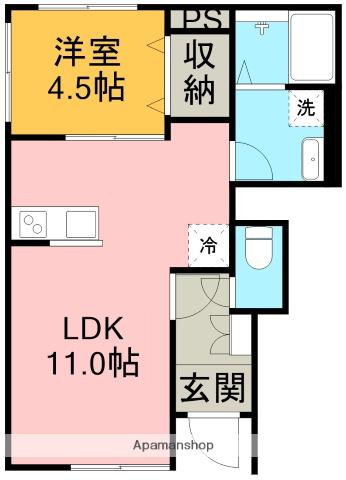 リーブルファイン江松Ⅱ(1LDK/1階)の間取り写真