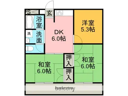 レジデンスオレンジ(3DK/3階)の間取り写真