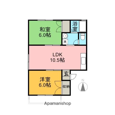 ツイン栄 A棟(2LDK/2階)の間取り写真