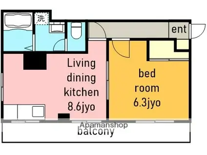 メディオ JUN(1LDK/1階)の間取り写真