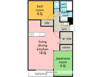 セントラルカミヤシロ(2LDK/3階)の間取り写真