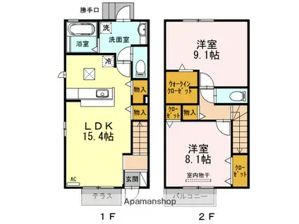 D−ROOM神丘町.(2LDK)の間取り写真