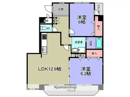 サレントス(2LDK/3階)の間取り写真