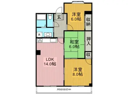 ブルッシュフィールド(3LDK/3階)の間取り写真