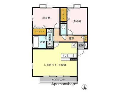 フロール(2LDK/1階)の間取り写真