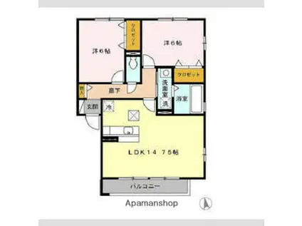 フロール(2LDK/1階)の間取り写真