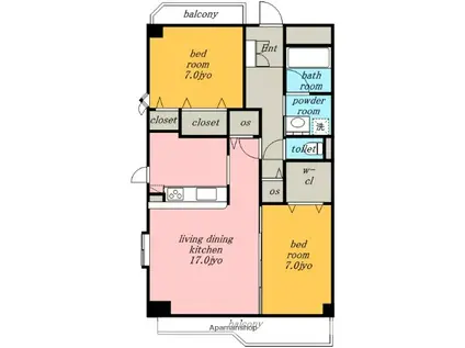 サンブリュージュ(2LDK/2階)の間取り写真