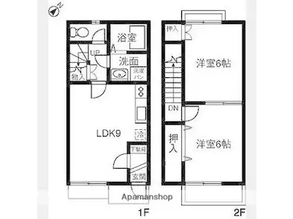 ウエストヴィレッジ(2LDK/1階)の間取り写真